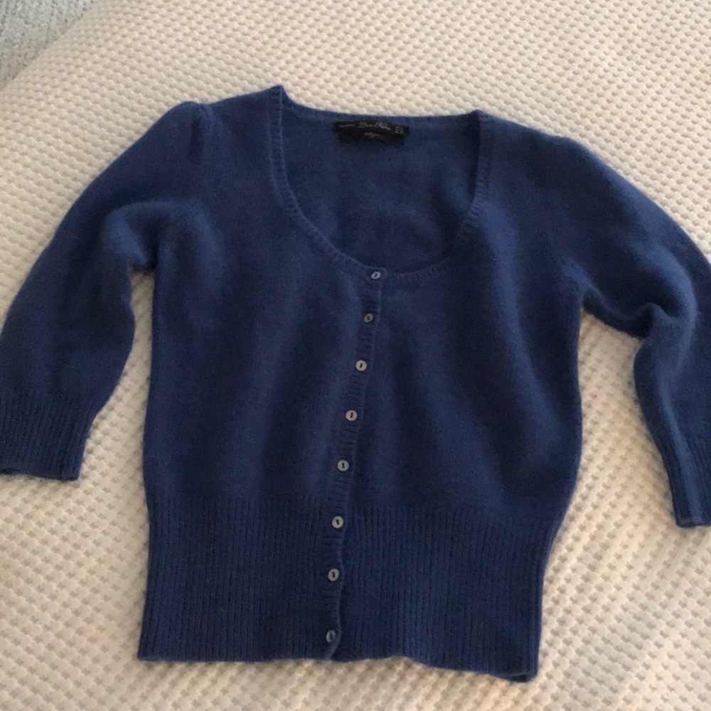 Brilliant Blue Angora Scoop Neck Cartigan